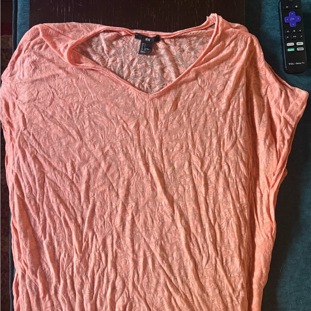H&M Orange and Pink Short Sleeve Swim Coverup